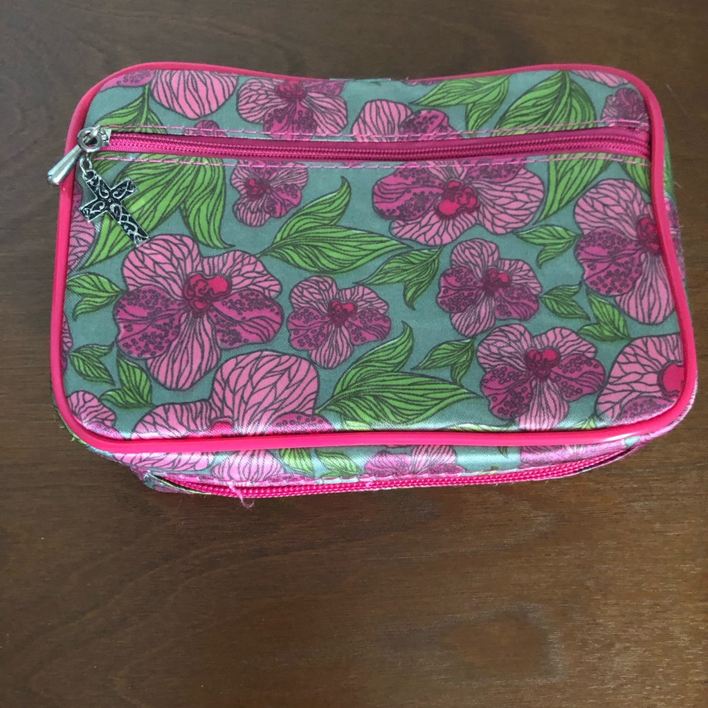 Floral Pink And Green Travel Jewelry Bag